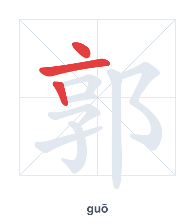 Pratica dell'ordine dei tratti per 郭 - guō