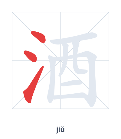 Pratica dell'ordine dei tratti per 酒 - jiǔ