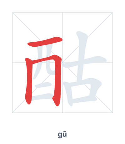 Pratica dell'ordine dei tratti per 酤 - gū