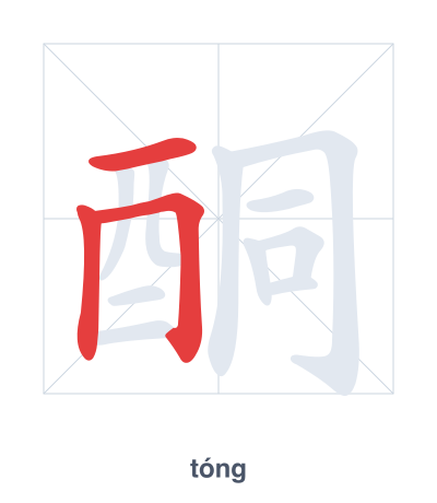 Práctica de orden de trazos para 酮 - tóng