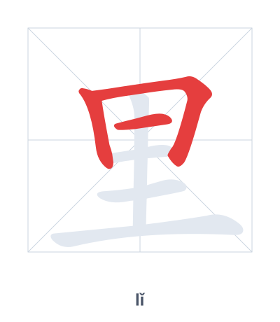 里（lǐ）の筆順練習