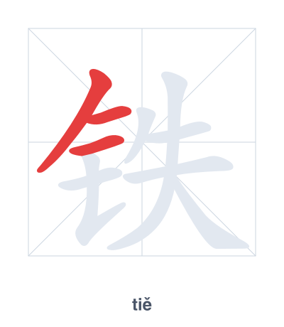 铁（tiě）の筆順練習