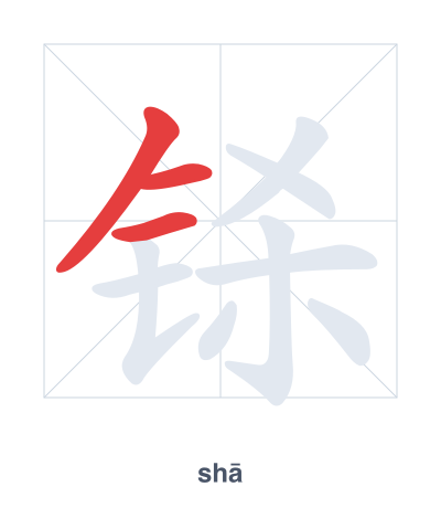 Pratica dell'ordine dei tratti per 铩 - shā