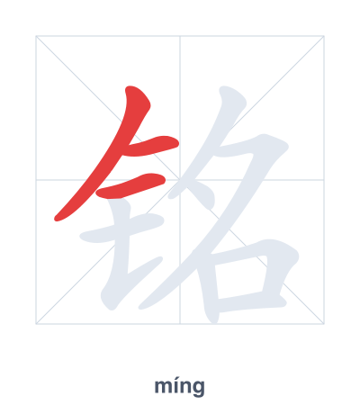 Pratica dell'ordine dei tratti per 铭 - míng