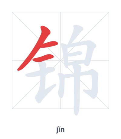 Latihan urutan goresan untuk 锦 - jǐn
