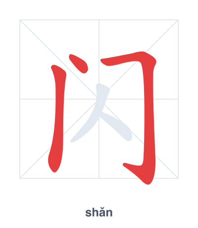 แบบฝึกลำดับเส้นสำหรับ 闪 - shǎn