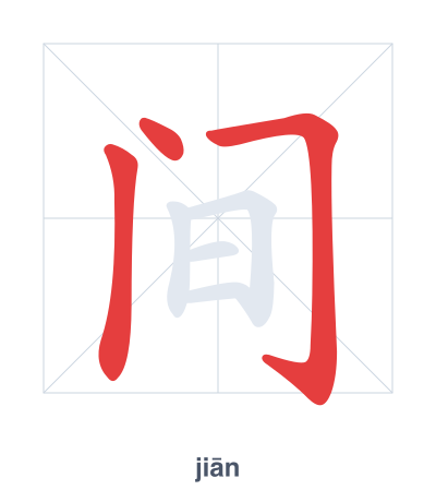 Práctica de orden de trazos para 间 - jiān/jiàn