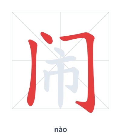 Práctica de orden de trazos para 闹 - nào