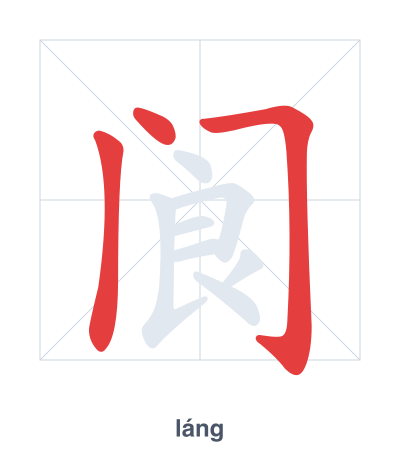 تدريب ترتيب الخطوط لـ 阆 - láng
