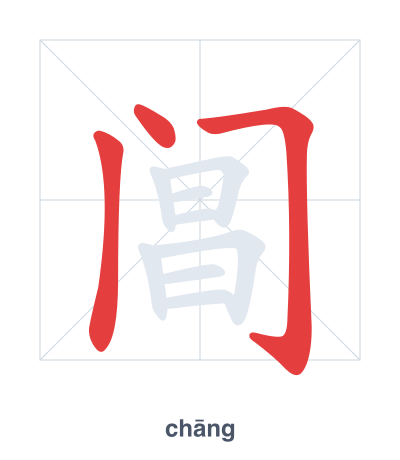 Mazoezi ya mpangilio wa mikunjo kwa 阊 - chāng