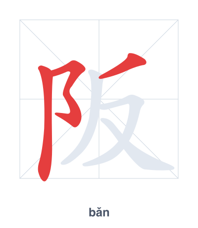 Pratica dell'ordine dei tratti per 阪 - bǎn