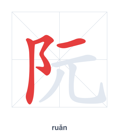 Pratica dell'ordine dei tratti per 阮 - ruǎn