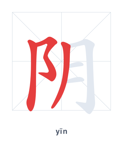 Pratica dell'ordine dei tratti per 阴 - yīn