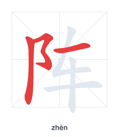Práctica de orden de trazos para 阵 - zhèn
