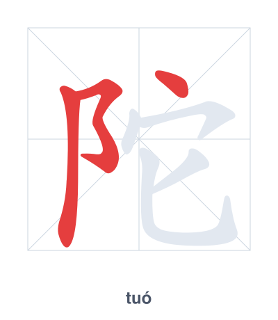 Pratique de l'ordre des traits pour 陀 - tuó