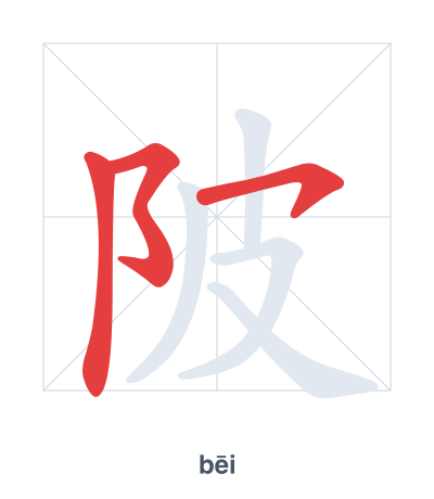 Práctica de orden de trazos para 陂 - bēi/pí