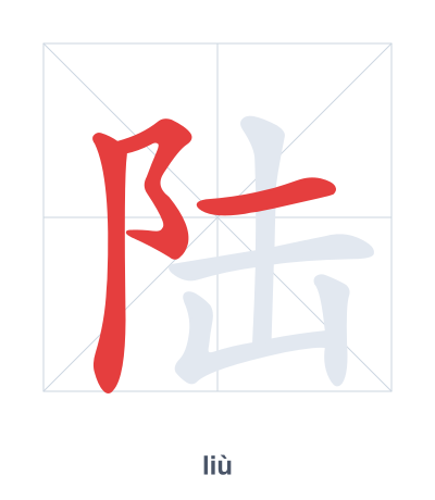 陆 (liù/lù) vuruş sırası pratiği