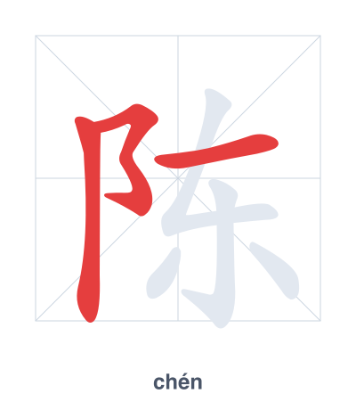 تدريب ترتيب الخطوط لـ 陈 - chén