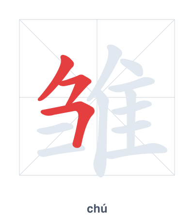 Pratique de l'ordre des traits pour 雏 - chú
