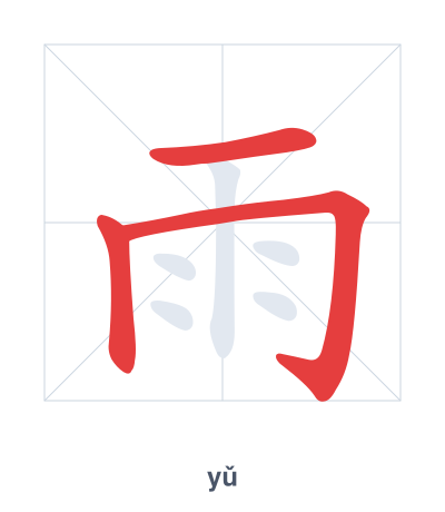 แบบฝึกลำดับเส้นสำหรับ 雨 - yǔ