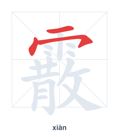 Pratica dell'ordine dei tratti per 霰 - xiàn