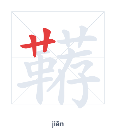 Práctica de orden de trazos para 鞯 - jiān