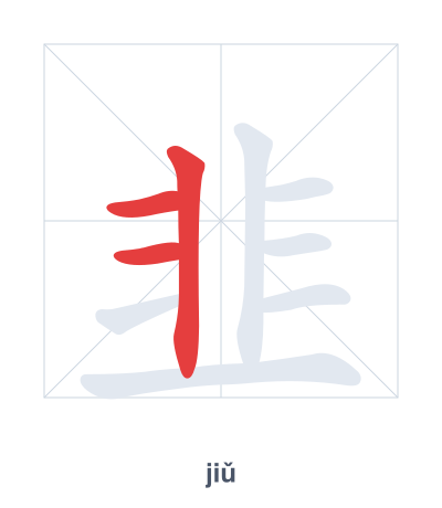 Pratica dell'ordine dei tratti per 韭 - jiǔ