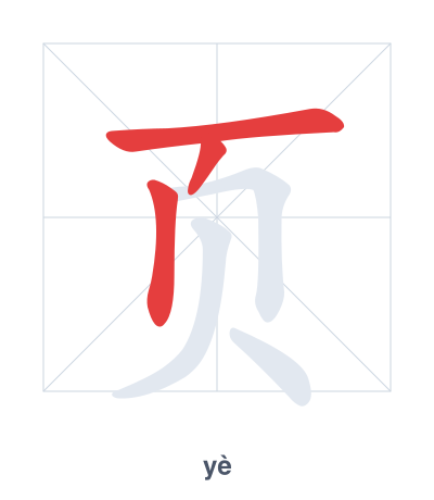 Práctica de orden de trazos para 页 - yè