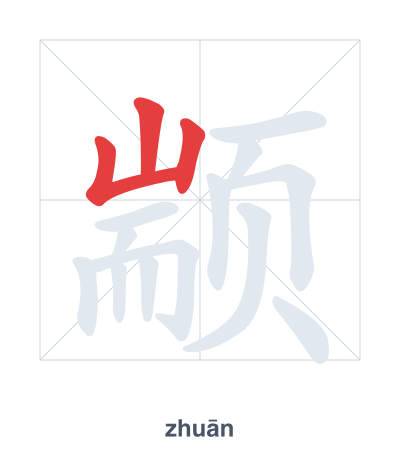 Latihan urutan goresan untuk 颛 - zhuān