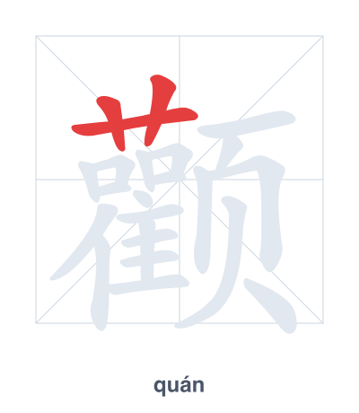 Latihan urutan goresan untuk 颧 - quán