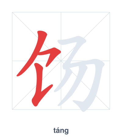 Latihan urutan goresan untuk 饧 - táng
