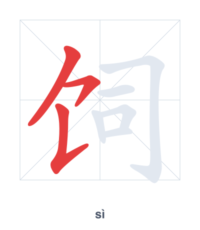 Pratica dell'ordine dei tratti per 饲 - sì