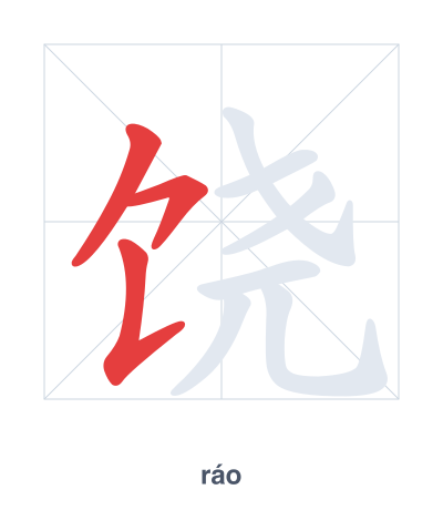 Pratique de l'ordre des traits pour 饶 - ráo