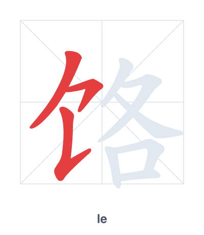 Práctica de orden de trazos para 饹 - le