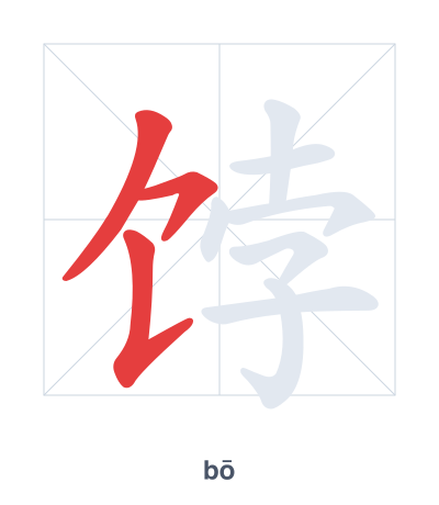 Latihan urutan goresan untuk 饽 - bō