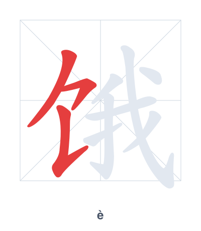 Pratica dell'ordine dei tratti per 饿 - è