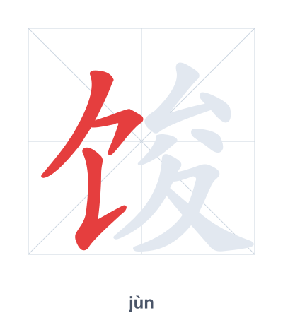 Pratica dell'ordine dei tratti per 馂 - jùn