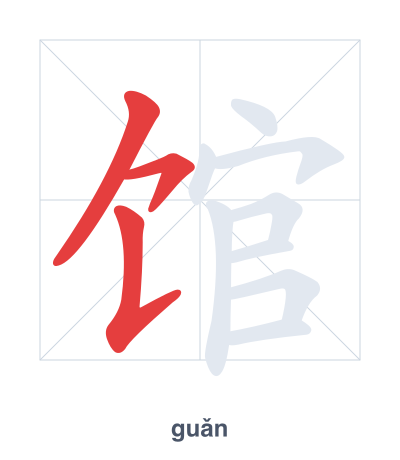 تدريب ترتيب الخطوط لـ 馆 - guǎn