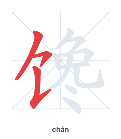 Pratica dell'ordine dei tratti per 馋 - chán