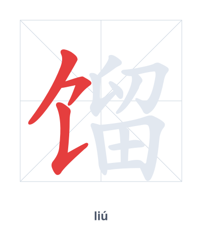 Práctica de orden de trazos para 馏 - liú