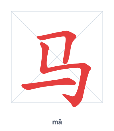 Pratique de l'ordre des traits pour 马 - mǎ