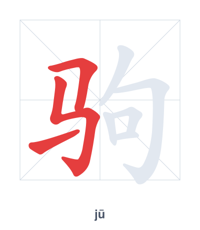 Práctica de orden de trazos para 驹 - jū