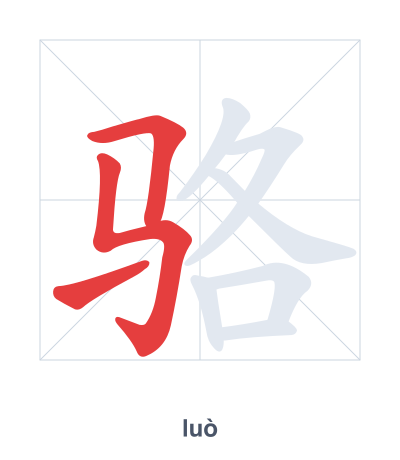 แบบฝึกลำดับเส้นสำหรับ 骆 - luò