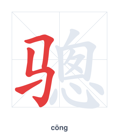 Pratica dell'ordine dei tratti per 骢 - cōng