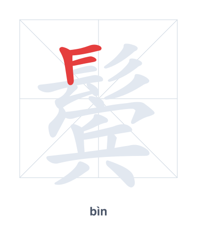 Pratica dell'ordine dei tratti per 鬓 - bìn