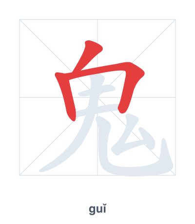 แบบฝึกลำดับเส้นสำหรับ 鬼 - guǐ
