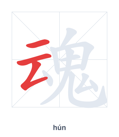 魂（hún）の筆順練習