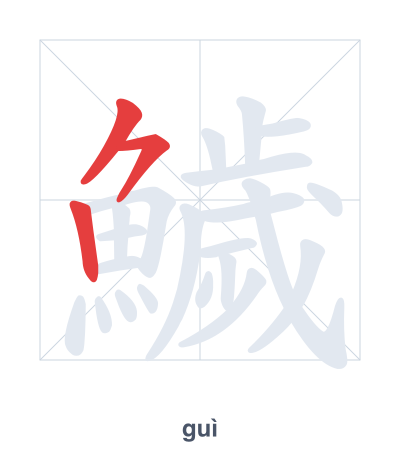 تدريب ترتيب الخطوط لـ 鱥 - guì