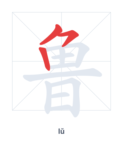 Mazoezi ya mpangilio wa mikunjo kwa 鲁 - lǔ