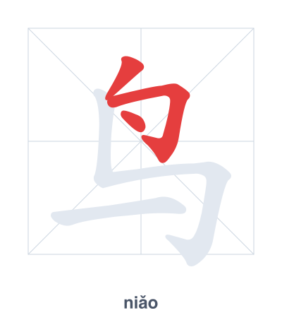 Pratica dell'ordine dei tratti per 鸟 - niǎo